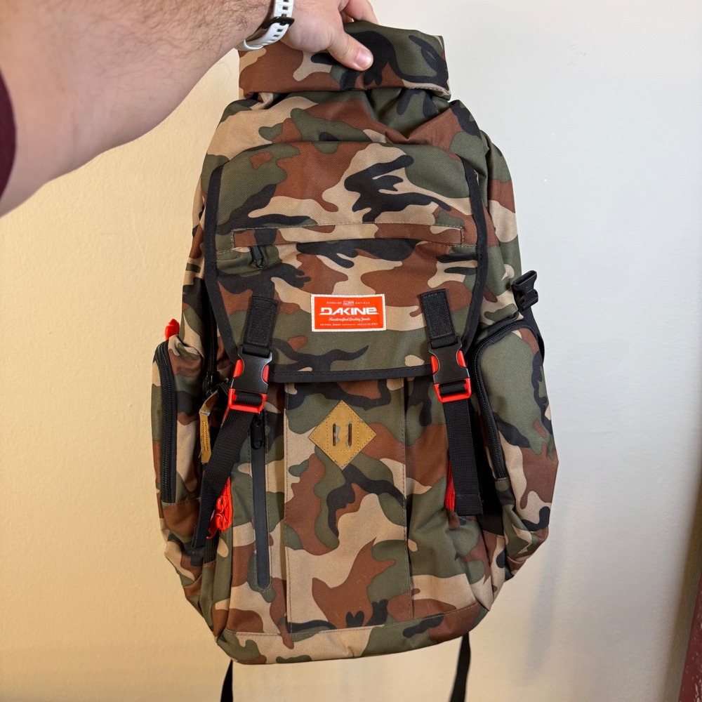 Dakine Lid Backpack Woodland Camo Orange Tactical Skate School Bag 19 inch‎